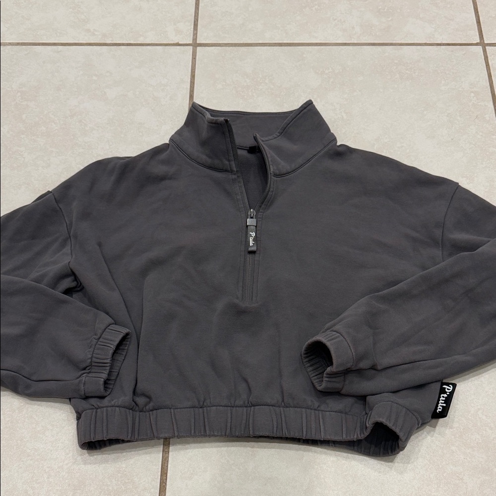 P'tula Gray Cropped Sweatshirt with Side Logo Tab